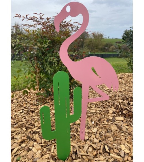 Décoration de jardin en métal - Flamant rose Lady pink - IDfer